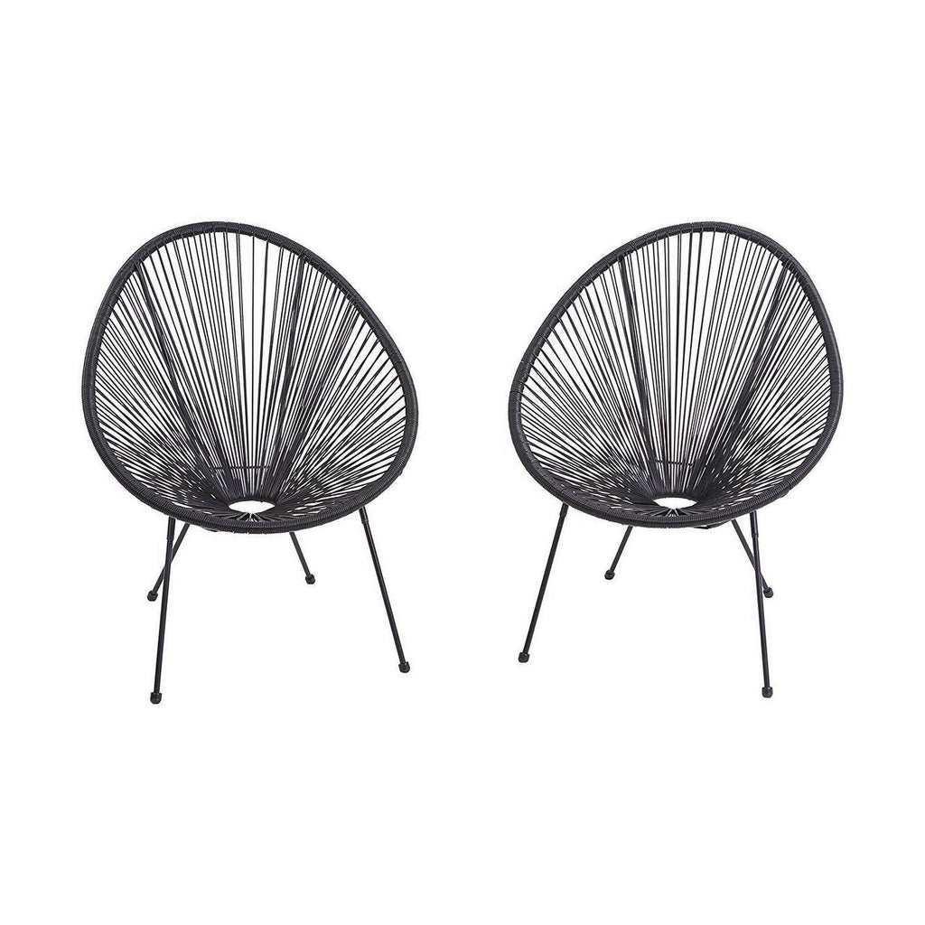 Black Acapulco Woven Basket Patio Chair with Table - 2Pc I41087