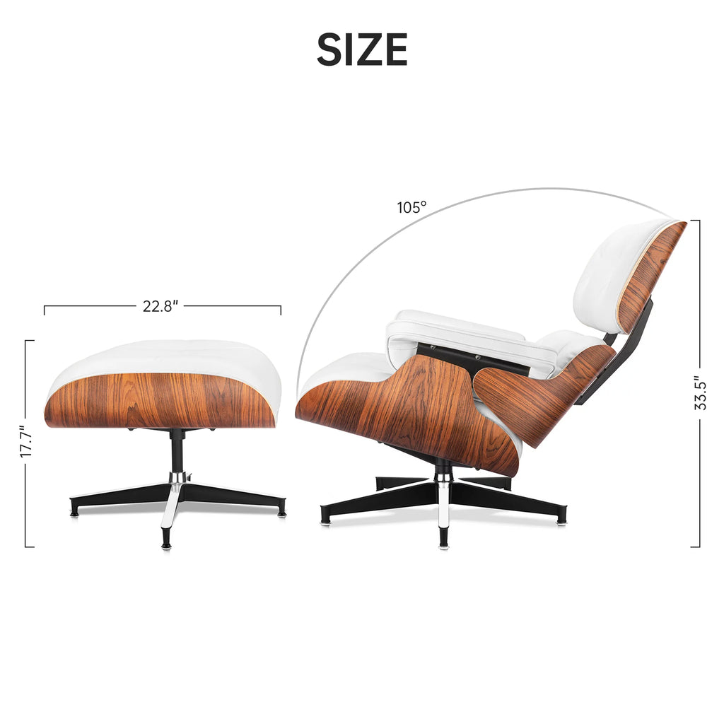 Mid Century Top Grain Leather Lounge Chair and Ottoman Set G976