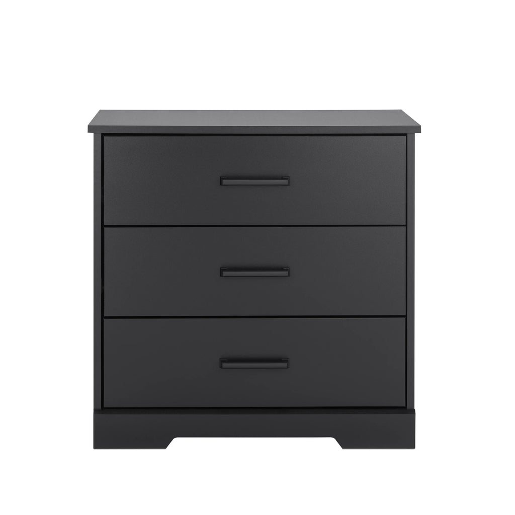 Black 3 Drawer Nightstand Bedside Table W348