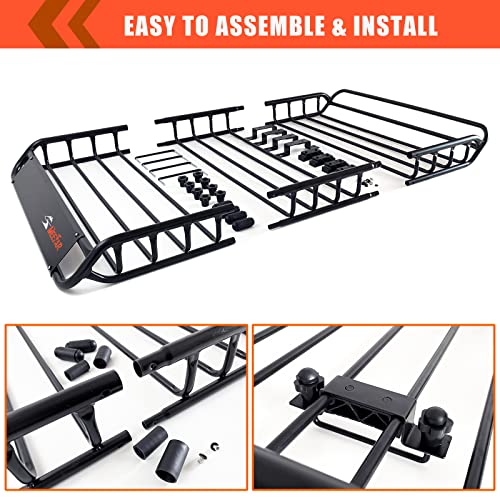 Folding Hitch Mount Cargo Carrier Basket 60" X 20" X 6" with Waterproof Cargo Bag U6716