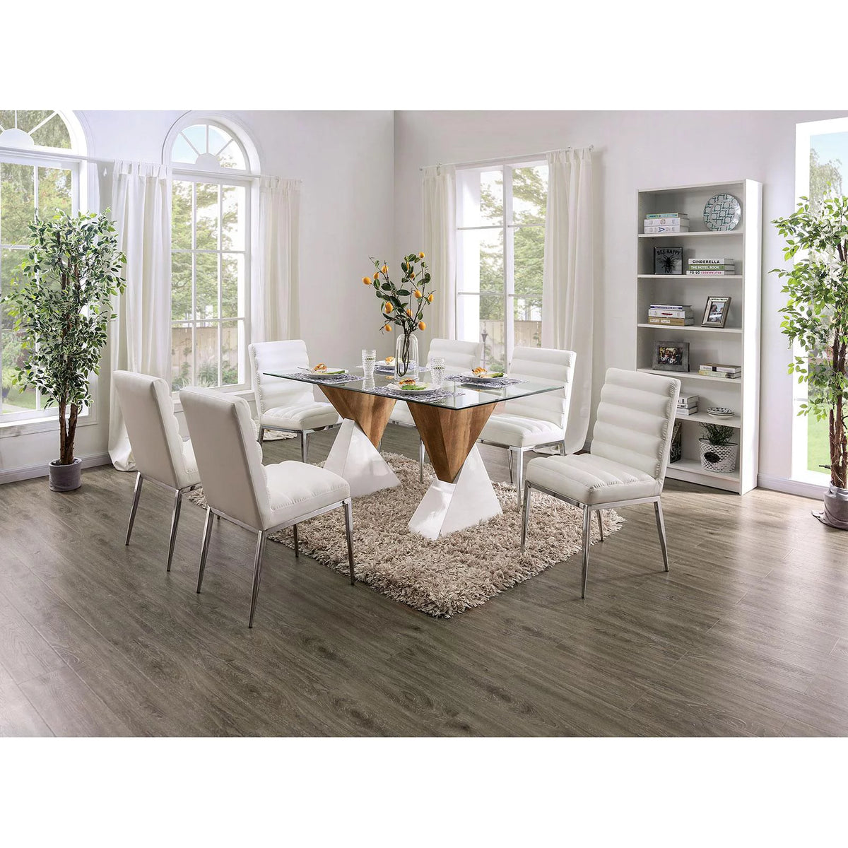 Wood & Tempered Glass Dining Table D944
