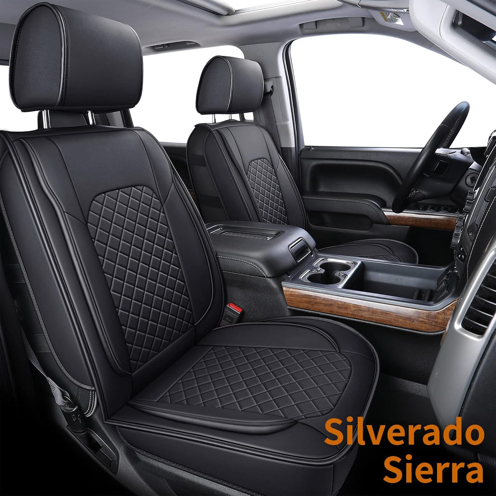 Black Faux Leather Seat Covers Full Set U8044