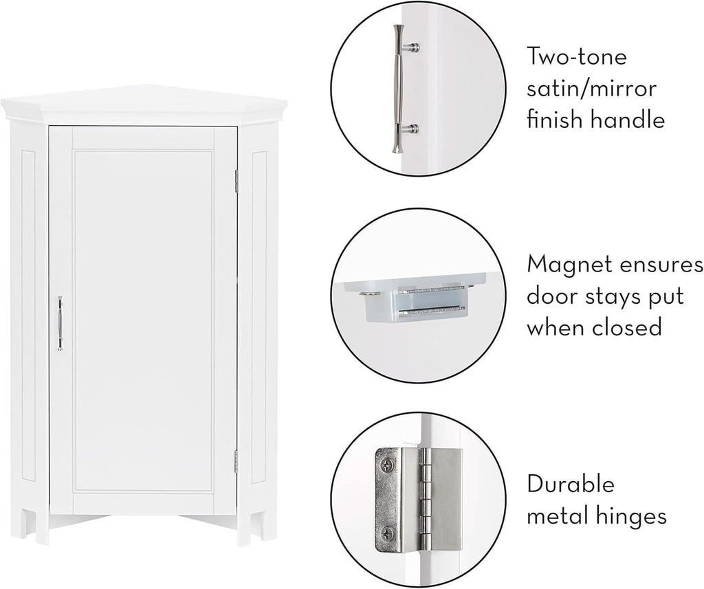 White Single Door Corner Floor Cabinet J11702