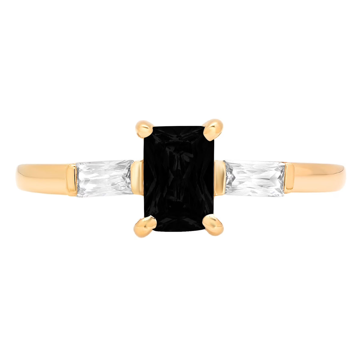 Emerald Cut Black Onyx Three-Stone Ring N36208