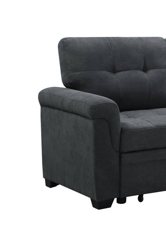 Dark Gray Fabric Reversible Sectional Sleeper Sofa Chaise with Storage T193790