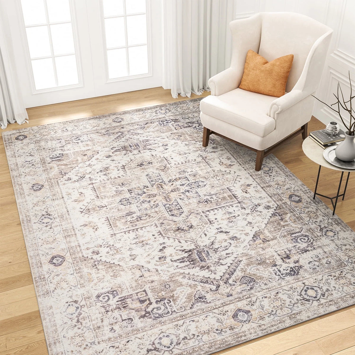 9'x12' Washable Vintage Medallion Area Rug E966645