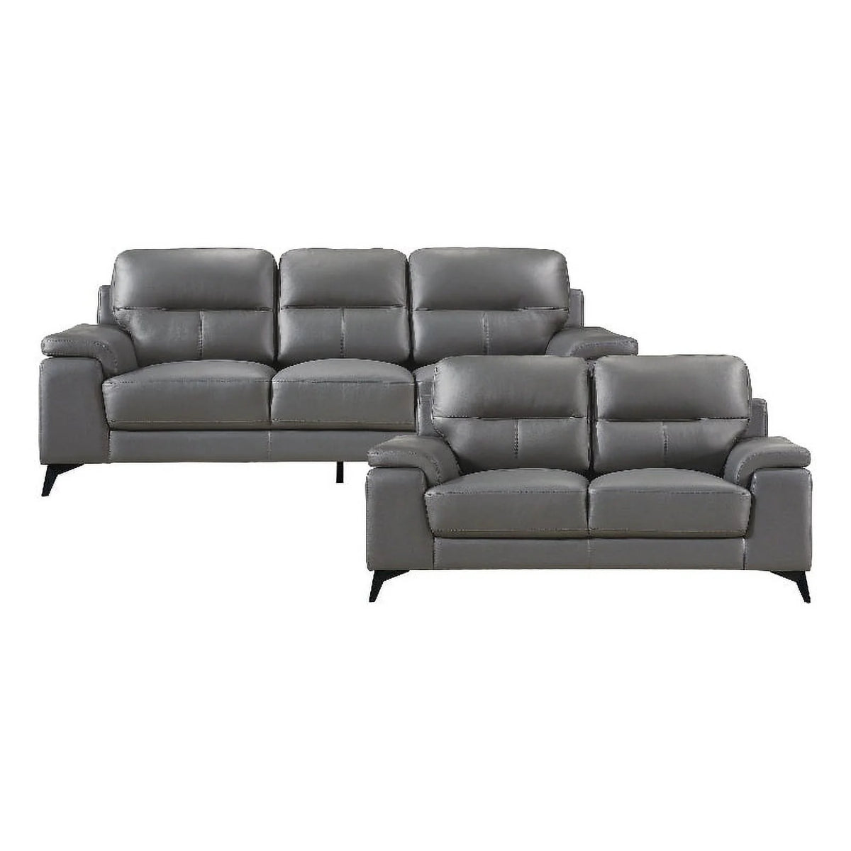 Dark Gray Leather 2-Piece Upholstered Sofa Set L245335