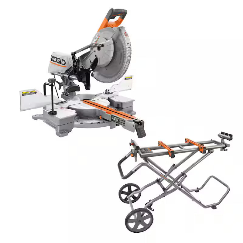 12 in. Corded Sliding Miter Saw and Miter Saw Stand J1391