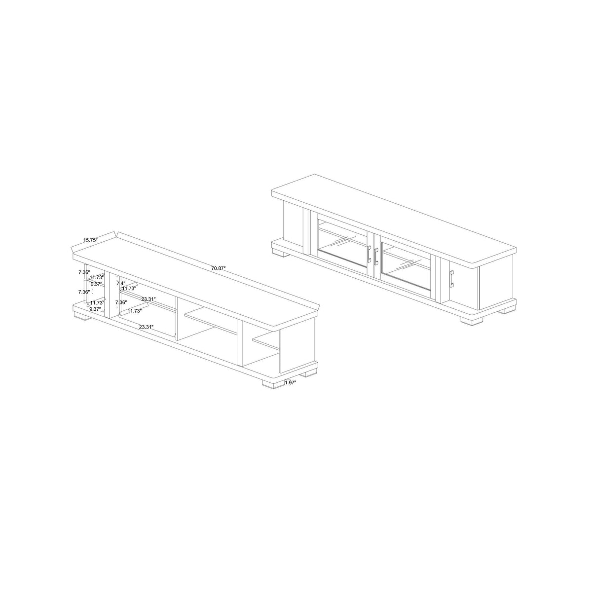 70-Inch Dark Brown Wood TV Cabinet X8711