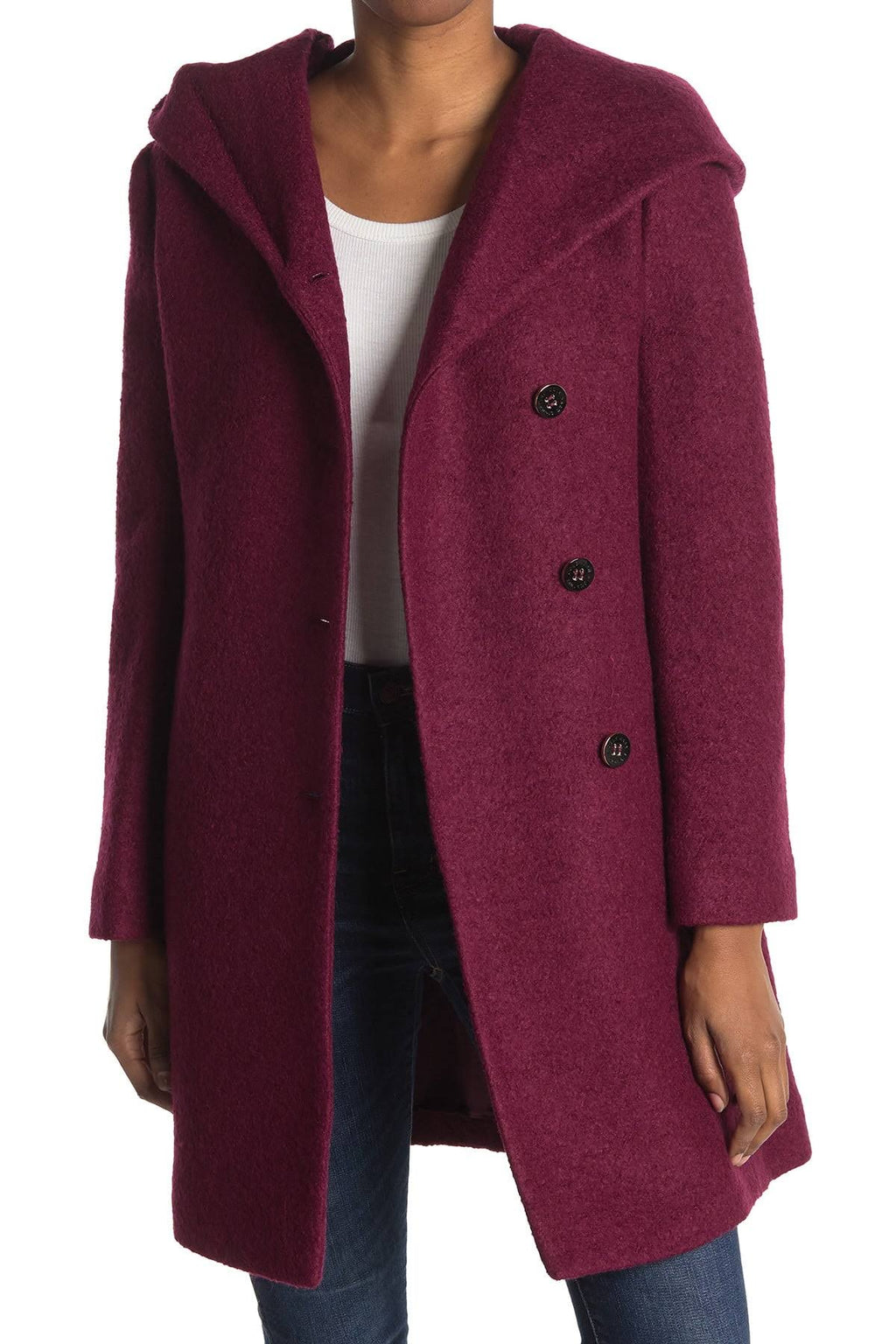 Purple Wool-Blend Coat U577