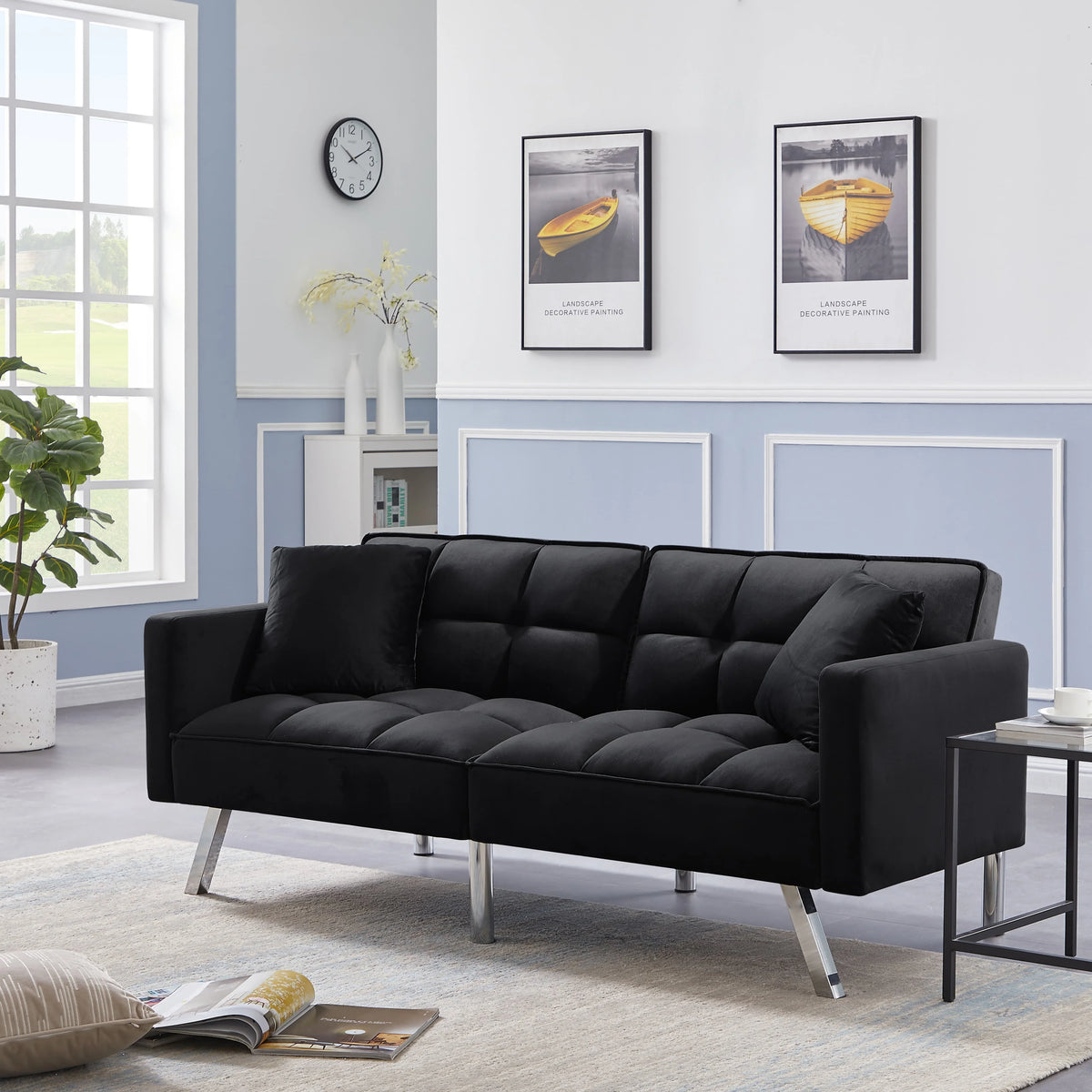 Modern Velvet Futon Sofa Bed Q425668