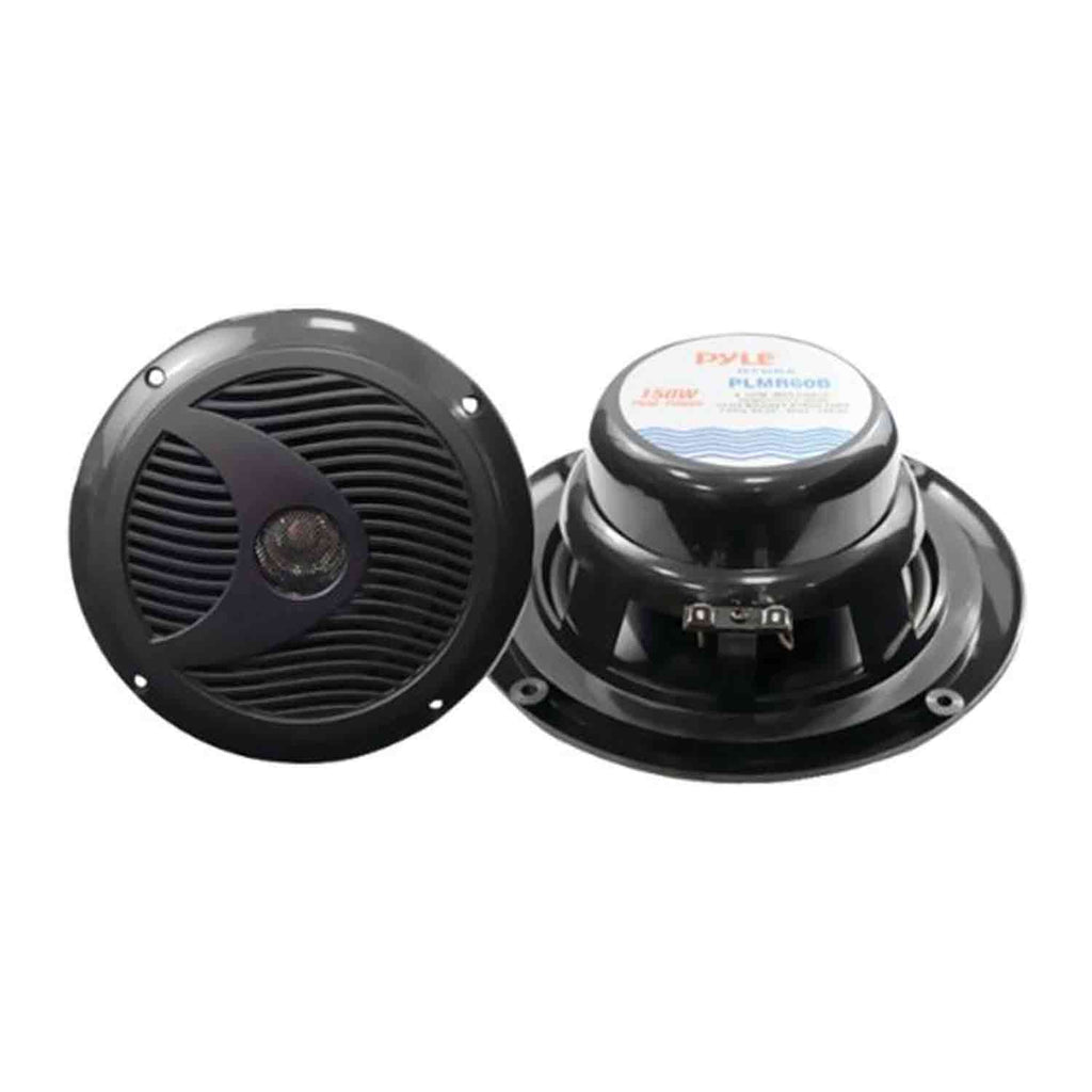 Marine Bluetooth Receiver with 6.5" Dual Cone WP Speakers, 4-Chan 400W Waterproof Marine Amplifier, Marine Antenna & 50' 16G Speaker Wire R90727