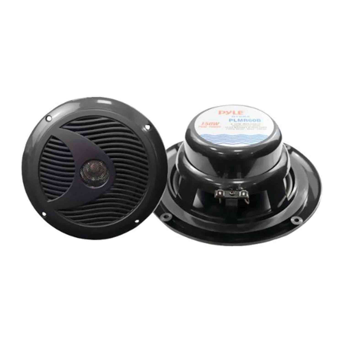 Marine Bluetooth Receiver with 6.5" Dual Cone WP Speakers, 4-Chan 400W Waterproof Marine Amplifier, Marine Antenna & 50' 16G Speaker Wire R90727