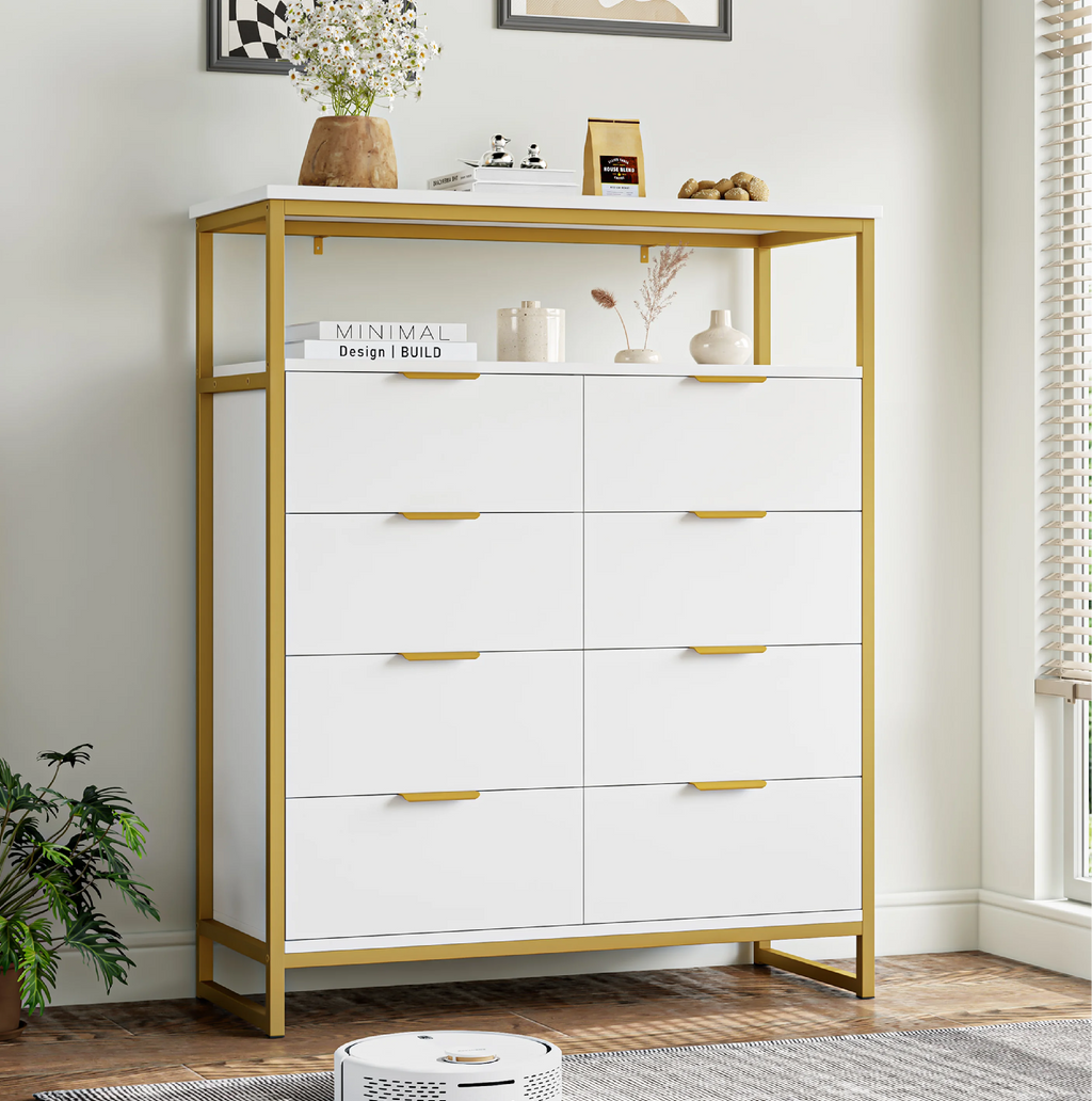White 8 Drawer Wood Dresser S838549