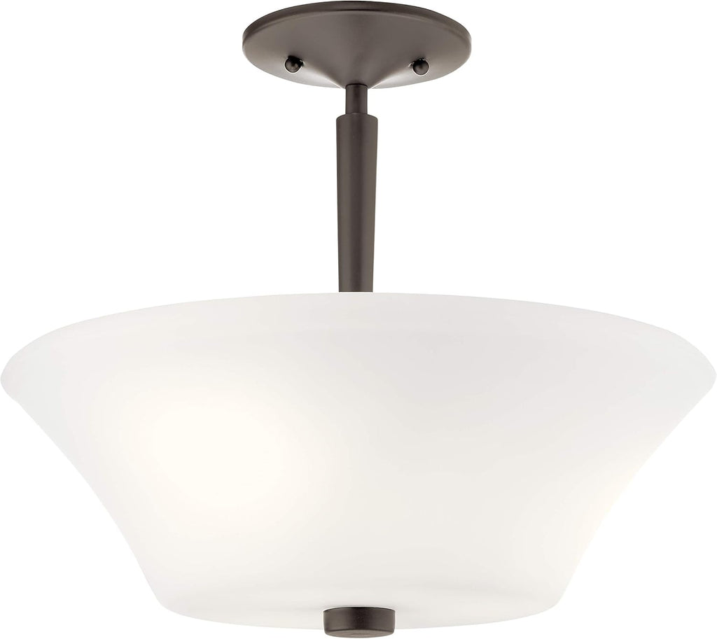 15 3 Light Semi Flush with Satin Etched Cased Opal in Olde Bronze E57887
