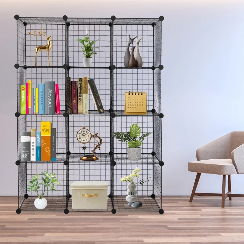 12-Cube Metal Wire Cube Storage Shelves Y663