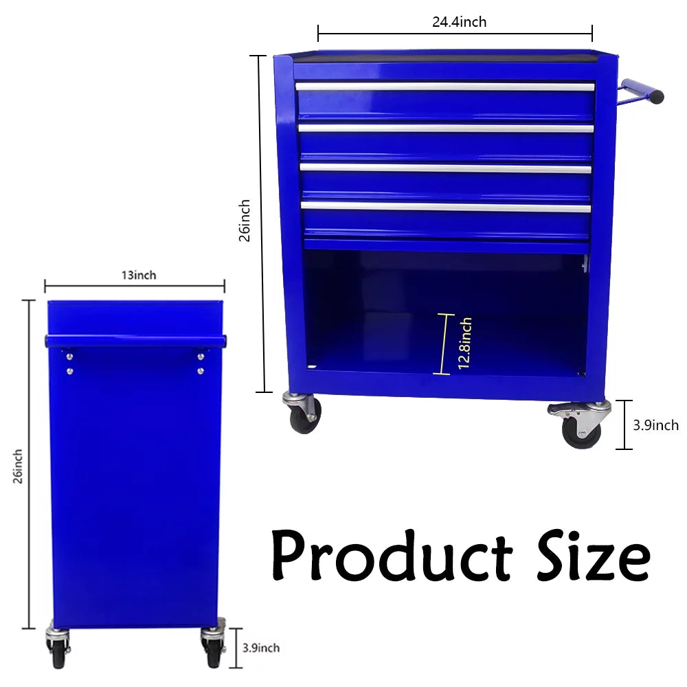 Blue 4 Drawers Rolling Tool Chest Cabinet with Wheels J703