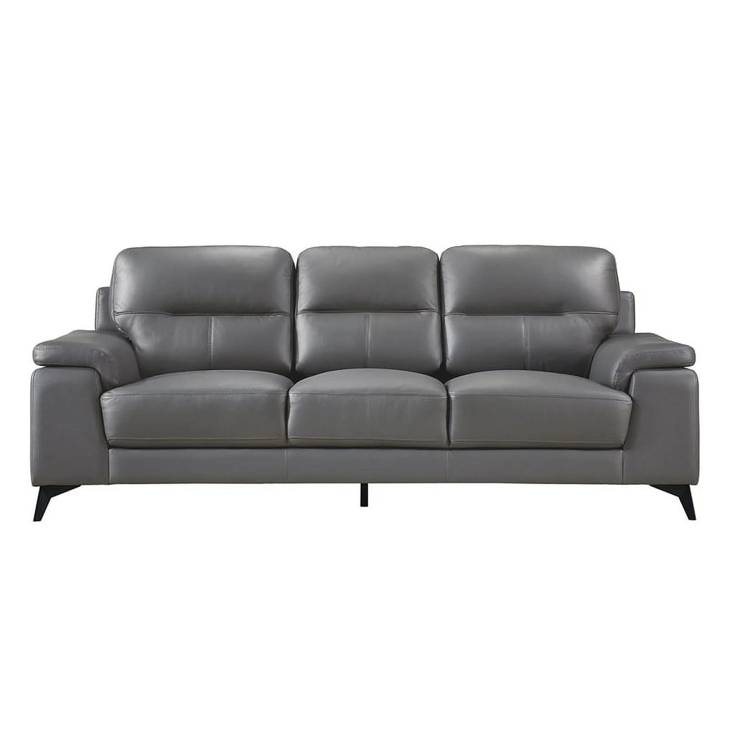 Dark Gray Leather 2-Piece Upholstered Sofa Set L245335