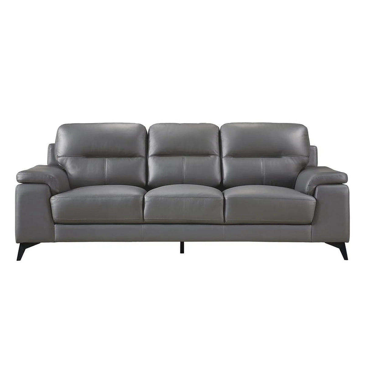 Dark Gray Leather 2-Piece Upholstered Sofa Set L245335