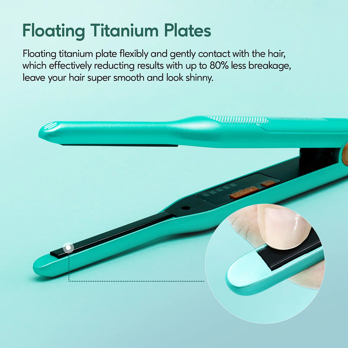 Green 0.3" Titanium Pencil Flat Iron Hair Straightener S414789