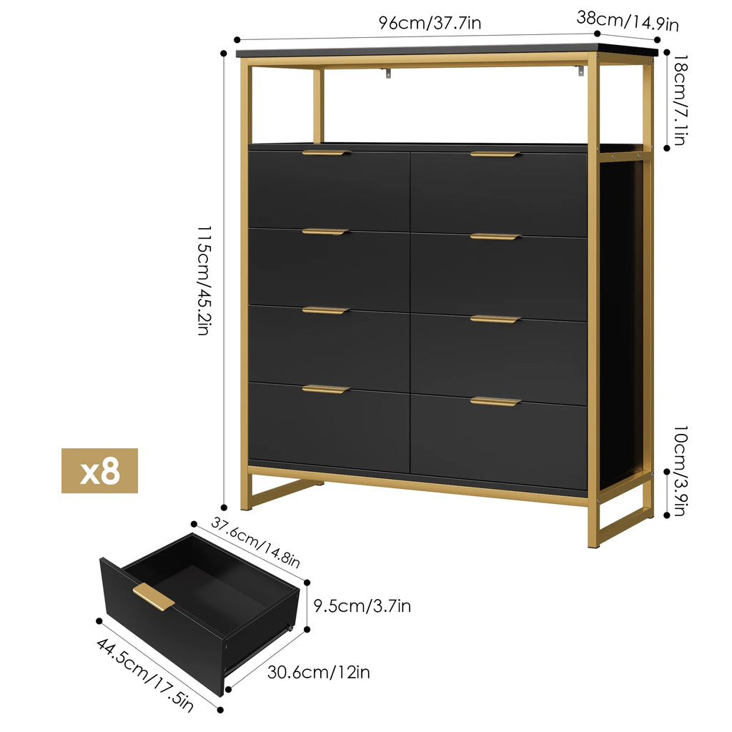 White 8 Drawer Wood Dresser S838549