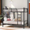 Twin Over Twin Metal Bunk Bed with Ladder, Black, 78.7 inch F93929