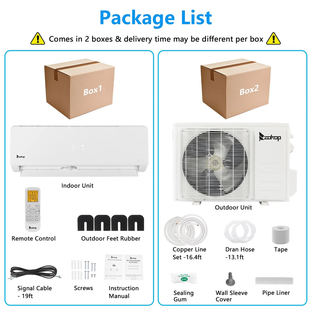 9000 BTU Wifi Enabled 19 Seer Mini Split Air Conditioner & Heater Q26113