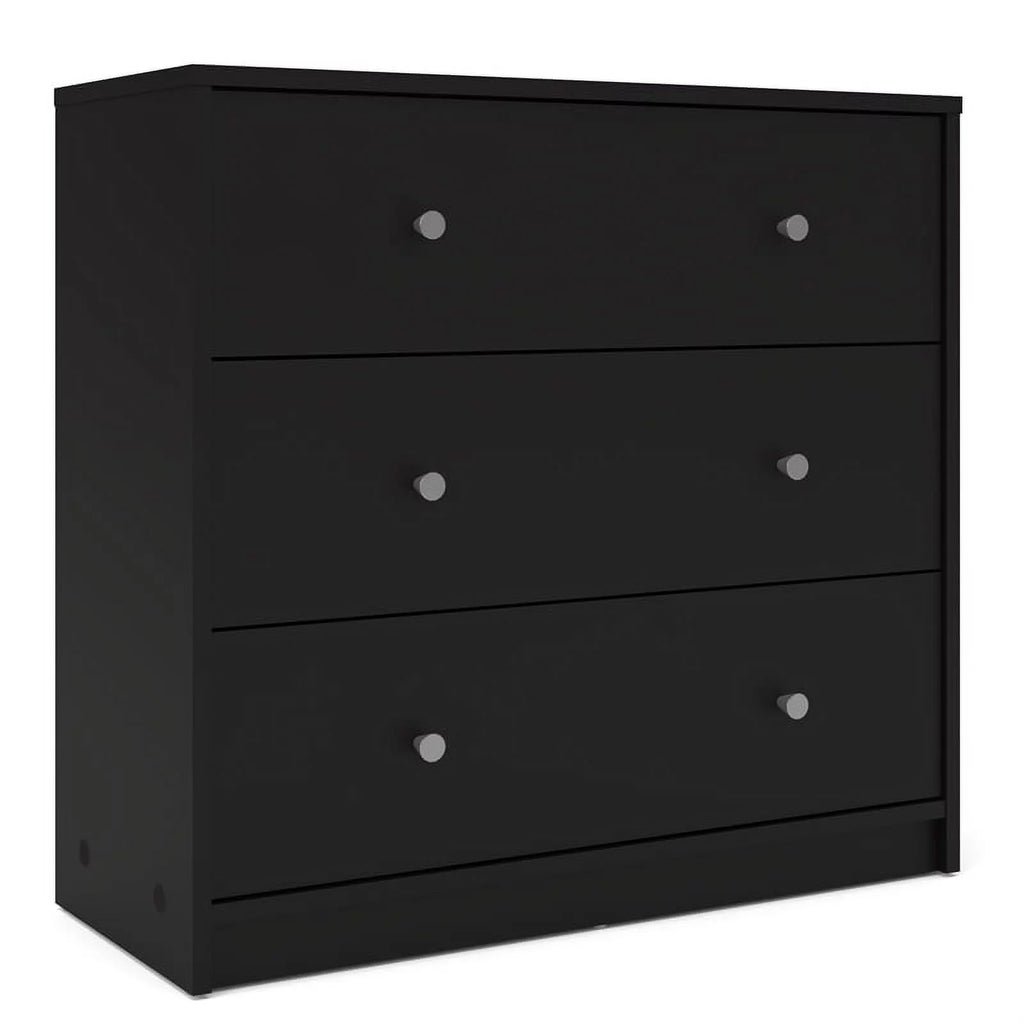 2 Piece 3 Drawer Chest and 6 Drawer Double Dresser in Black M237