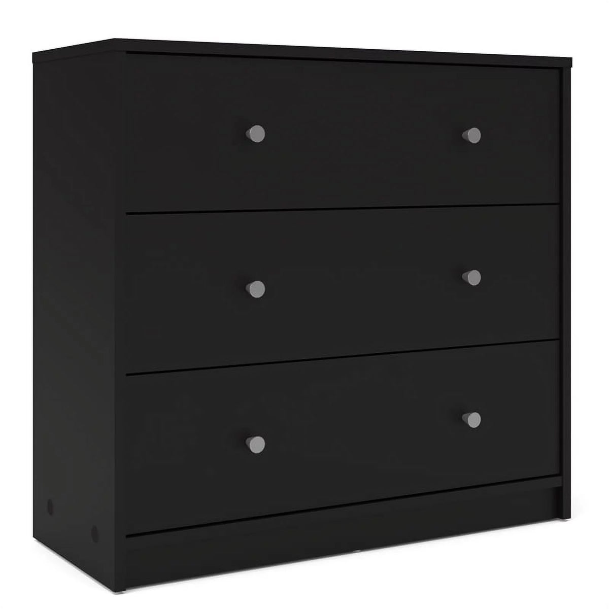 2 Piece 3 Drawer Chest and 6 Drawer Double Dresser in Black M237