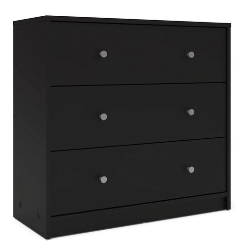 2 Piece 3 Drawer Chest and 6 Drawer Double Dresser in Black M237