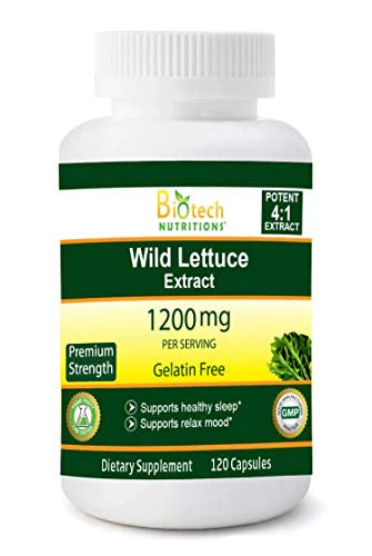 Wild Lettuce Extract 1200 mg 120 Vegetable Capsules Vegan Non-GMO L53908
