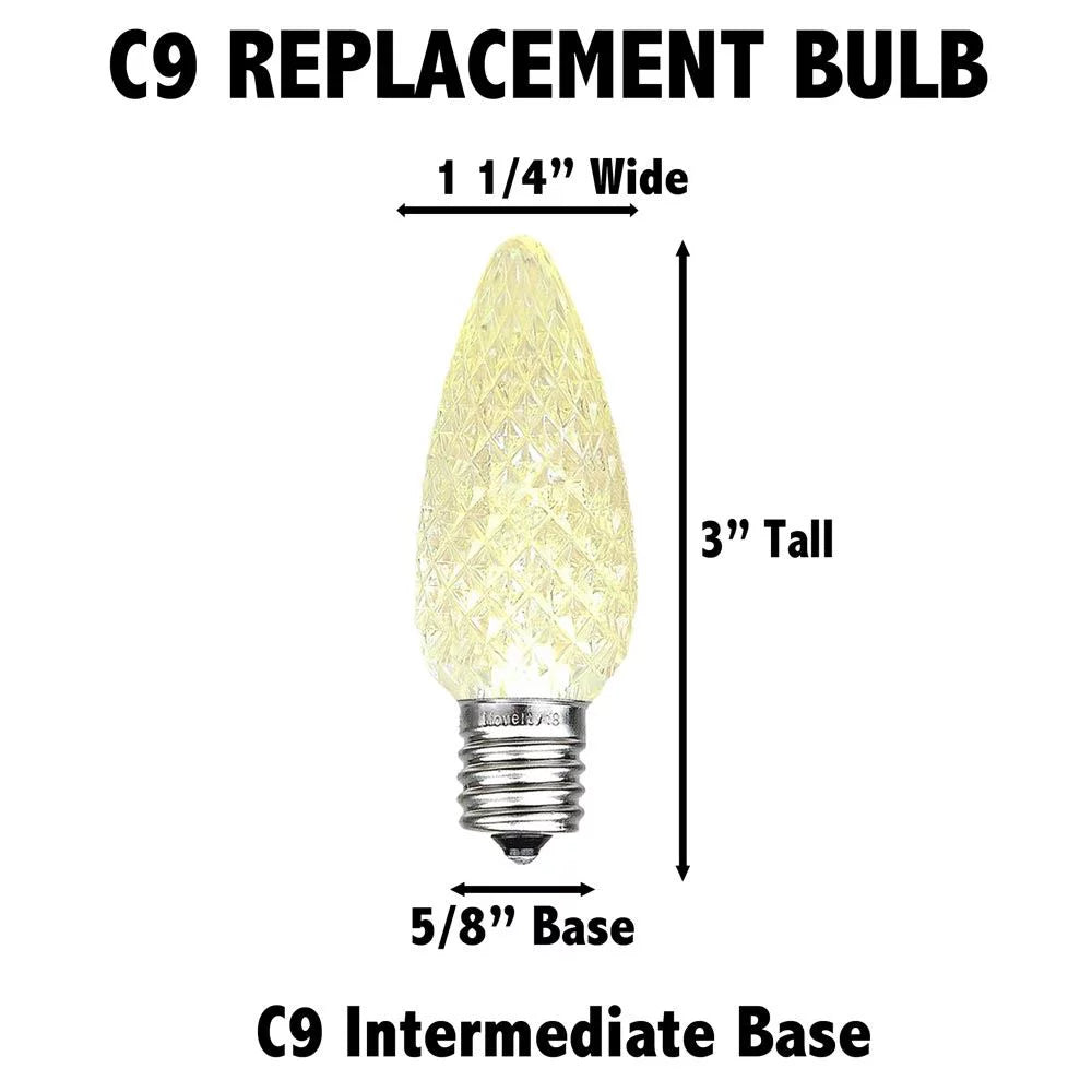 25 Pack C9 LED Faceted Dimmable Outdoor Christmas Replacement Bulbs, Red U16409