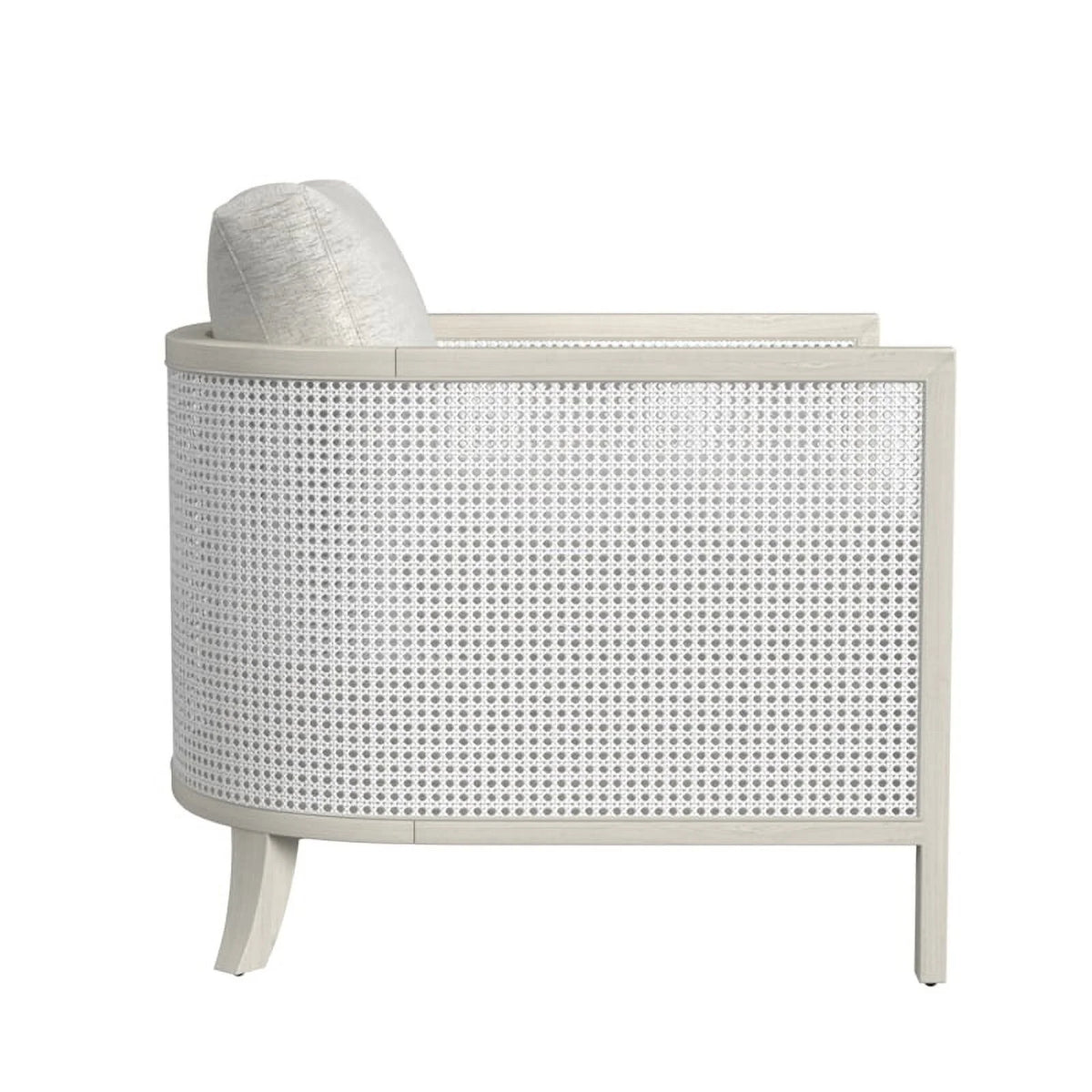Hand Brushed White Wood and Fabric Accent Chair B1785