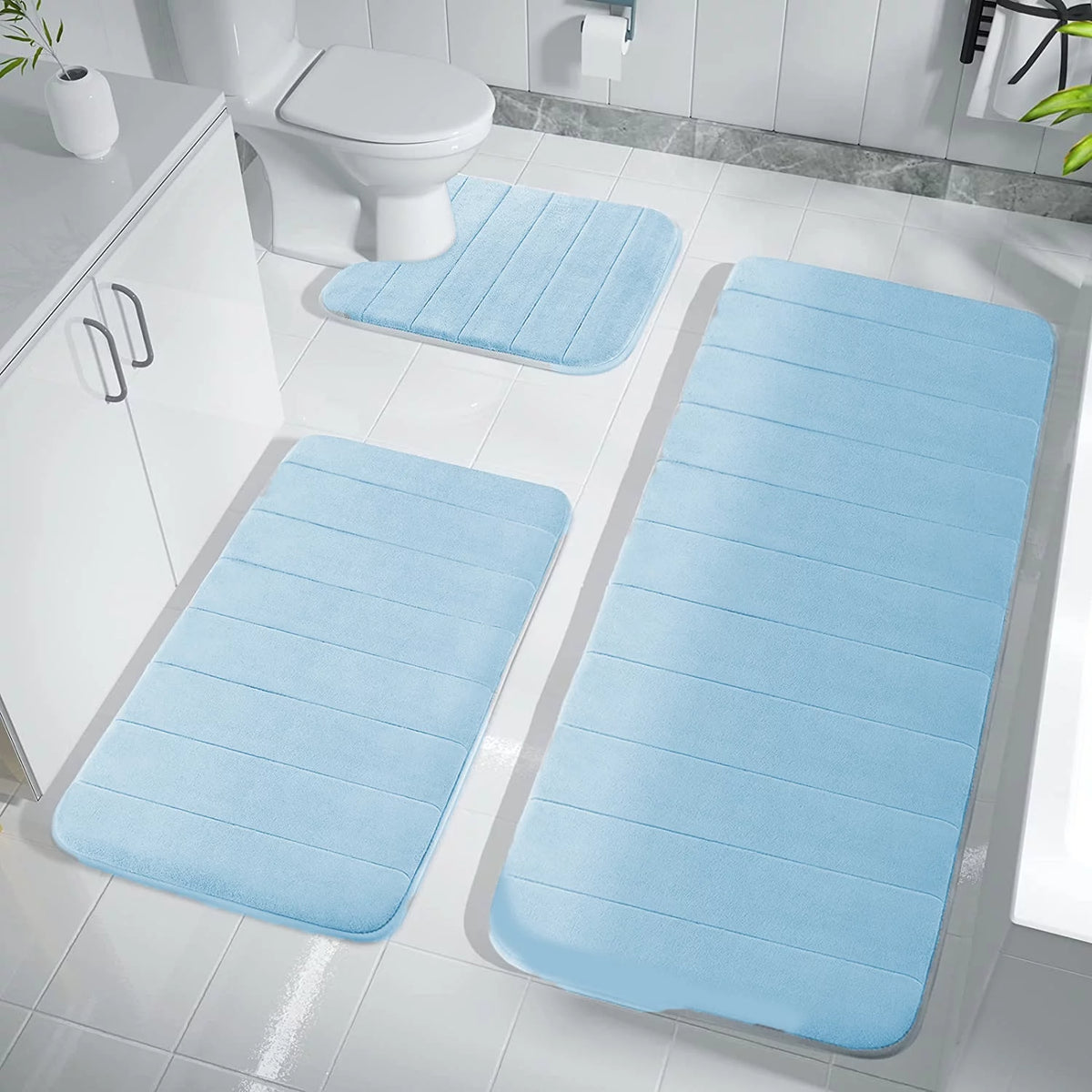 3 Piece Soft Non-Slip Bath Mat Set F4964