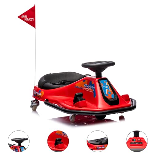 24V Electric Drifting Go Kart for Kids, 360 Degrees Rotating, Red J38297