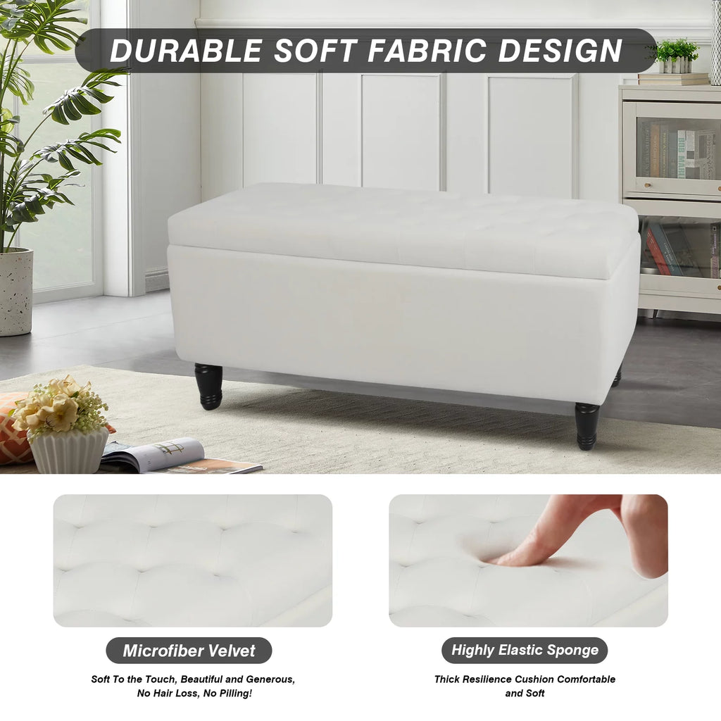 43" Velvet Storage Ottoman with 2 Footstools B835