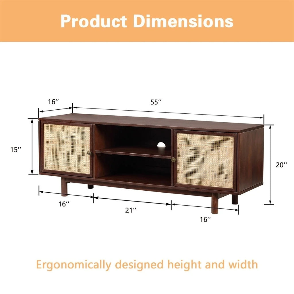 55" Solid Wood TV Stand Cabinet Media Console J525399