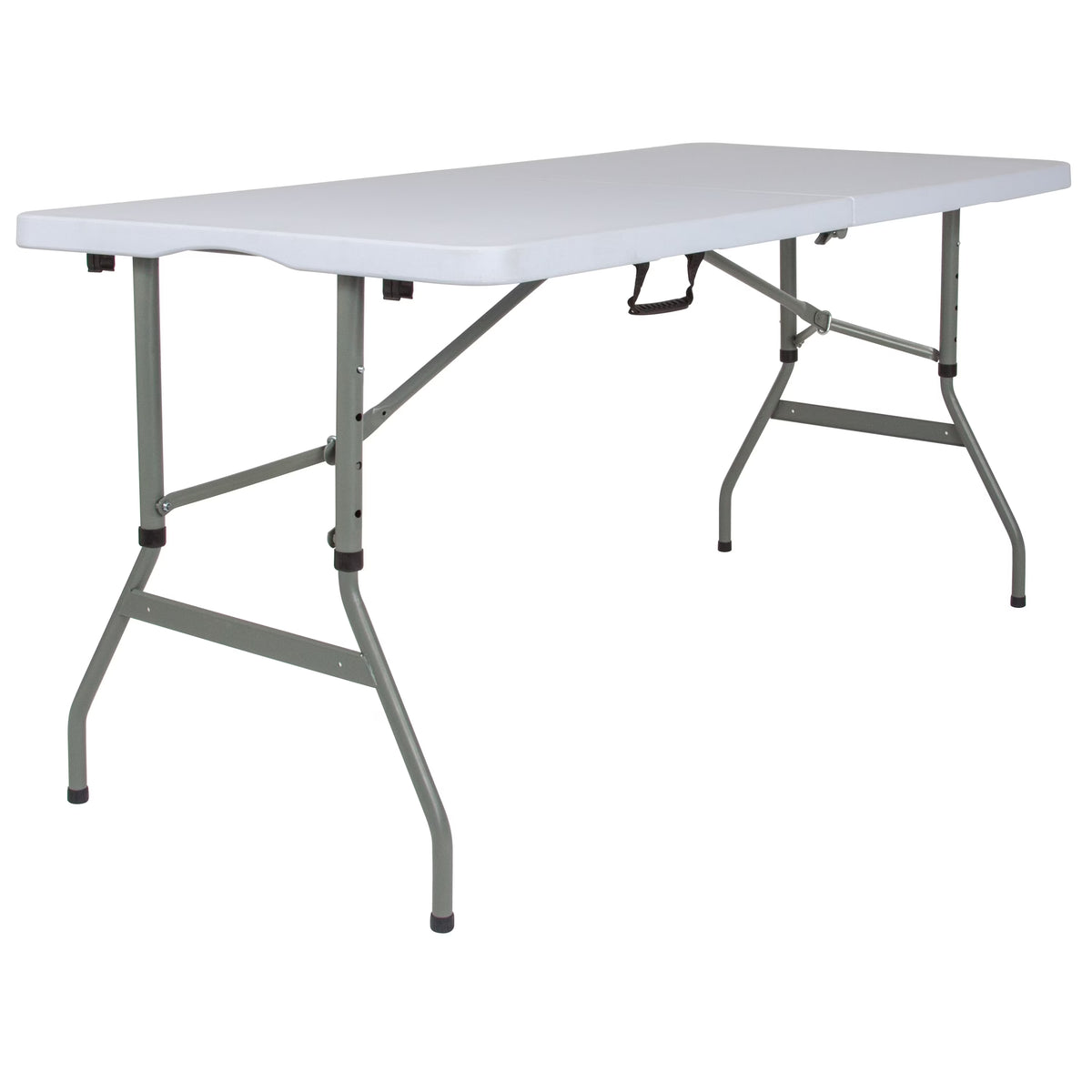 5-Foot Height Adjustable Bi-Fold Granite White Plastic Folding Table B382026