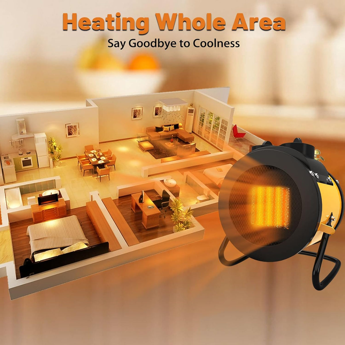 1500W Portable Electric Space Heater with Thermostat, Pack of 2 V688