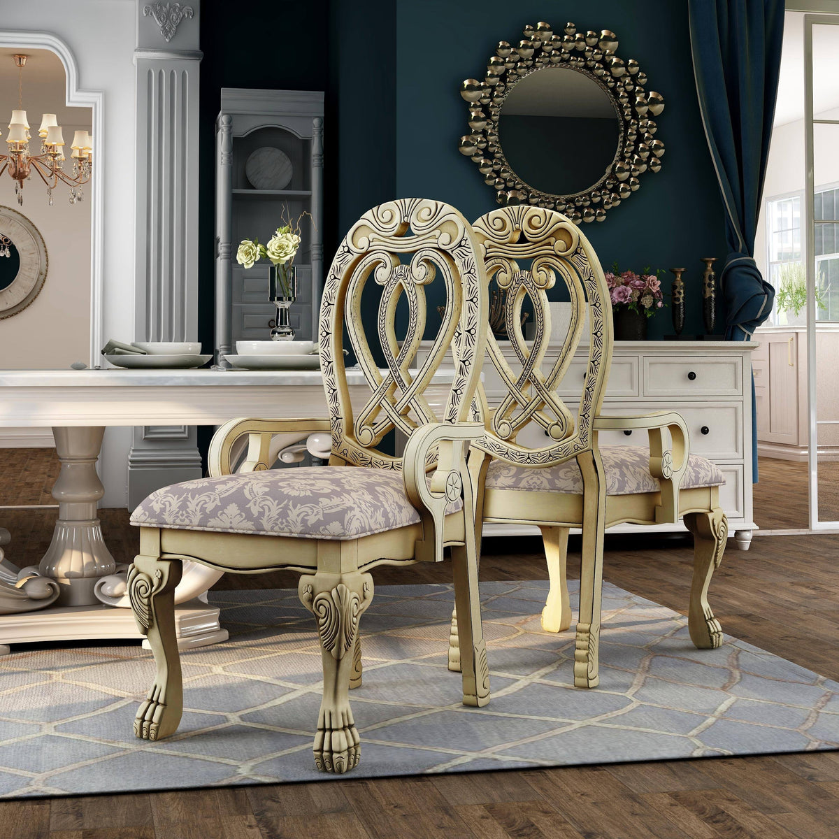 Formal Fabric Arm Chairs (Set of 2) S994058