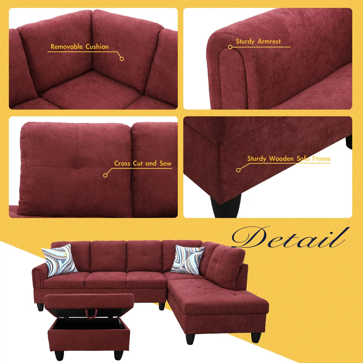 3 Piece Upholstered Sectional Right Hand Facing Z5138
