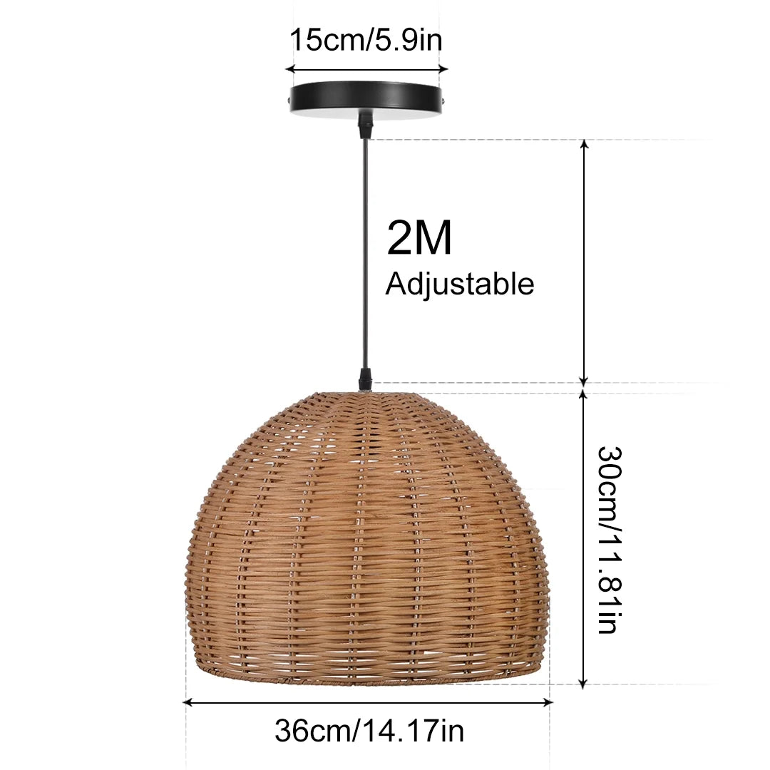 Boho Round Bamboo Pendant Light J2593