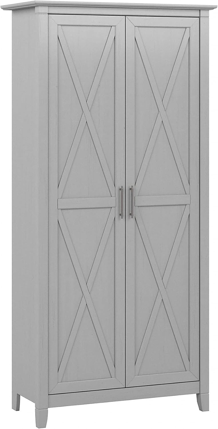 Tall Storage Cabinet with Doors, Cape Cod Gray C62663