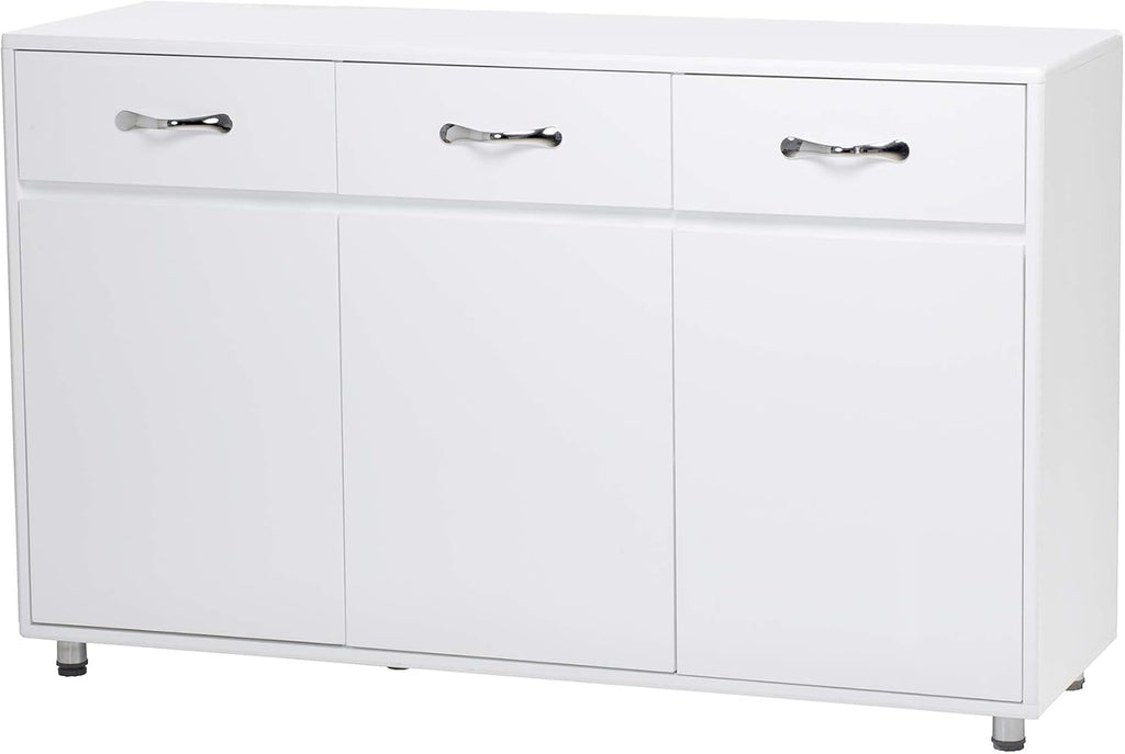 Grey 3-Drawer Storage Cabinet with Doors and Compartments H9820