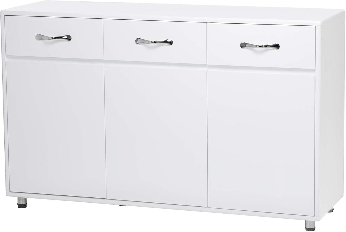 Grey 3-Drawer Storage Cabinet with Doors and Compartments H9820