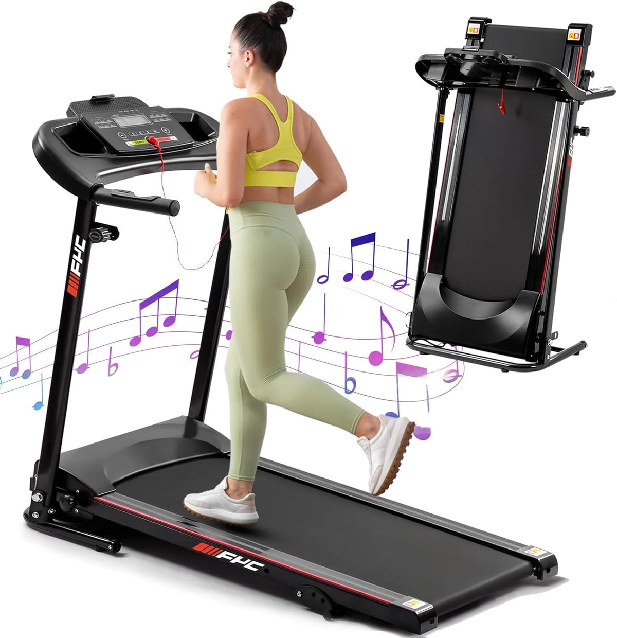 Folding Portable Treadmill with Phone Holder Black E255208