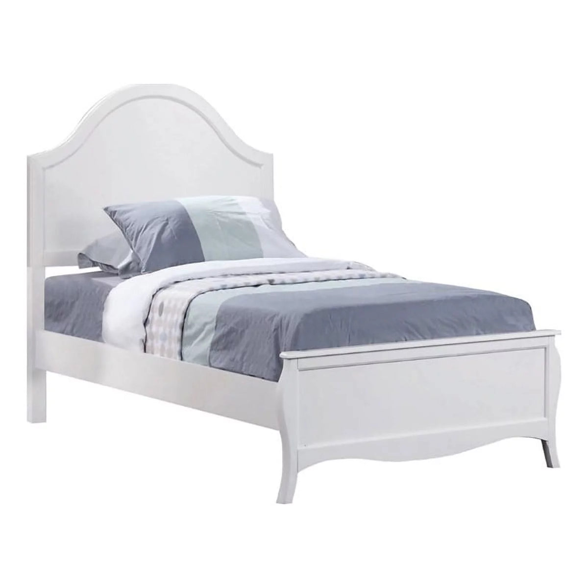 White Wood Arched Headboard Full Panel Bed Y987