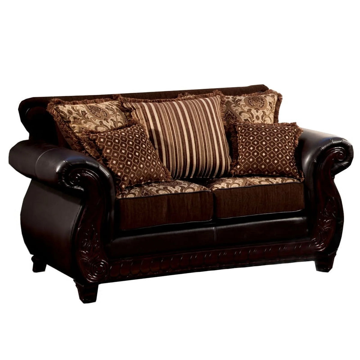 Dark Brown Faux Leather 2-Piece Sofa Set U948505