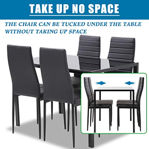 5-Piece Glass Dining Table Set with 4 Upholstered Chairs D7217