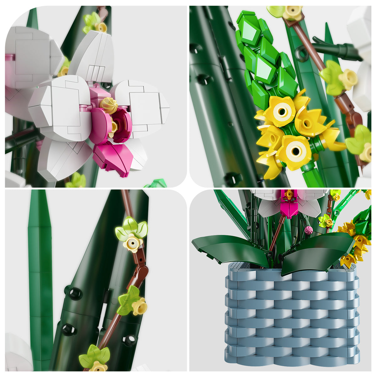 Flower Bouquet Rose Orchid Lily and Strelitzia Building Block Assembly Model B20405